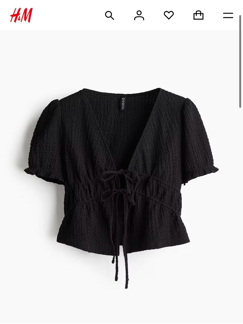 H&M crinkled tie-front top